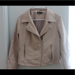 Pinkish Nude Fo Leather Jacket